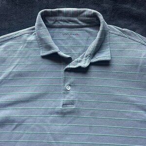 Untuckit Mens Pima Cotton Polo Shirt Gray Size Large Striped